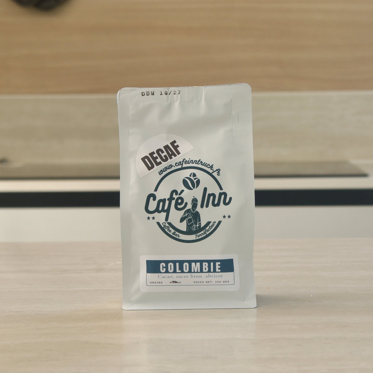 Sachet de café décaféiné Colombie Café Inn, vue de face