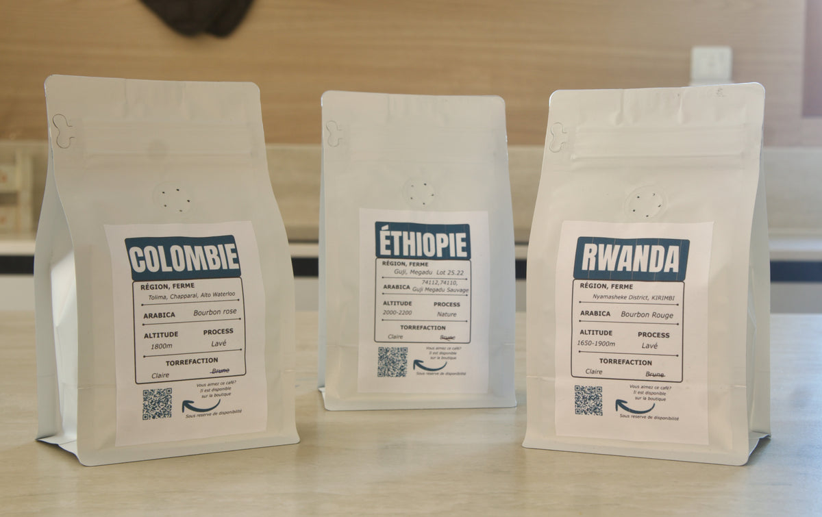 Pack Prestige Café Inn avec plusieurs sachets de café de dos