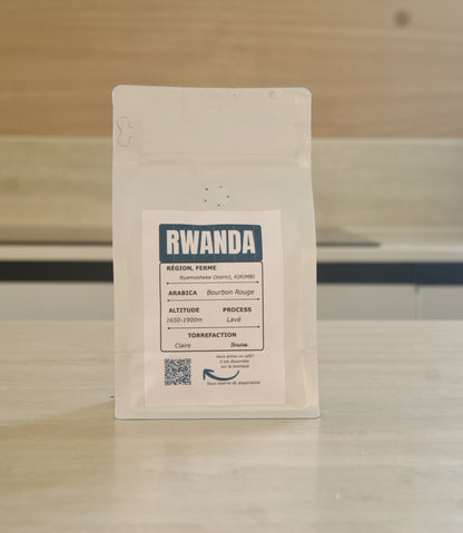 Dos du sachet de café Rwanda Cyiya 843 avec informations produit